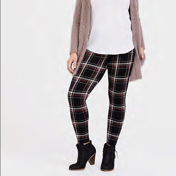 torrid Pants - Premium Legging - Twill Plaid Red and Black